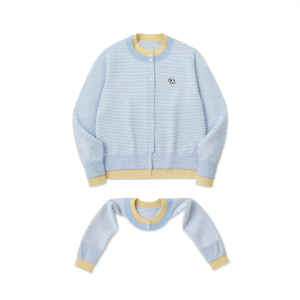 PSO Brand | Two-tone Stripe Knit Cardigan Spring Autumn Elastic Shoulders