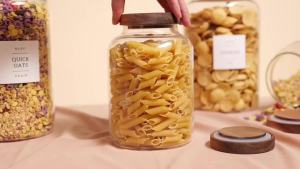 Large Capacity Glass Sealed Jar Wooden Lid Coffee Bean Storage Tank Creative Food Grain Container Multi-Purpose Storage Tank