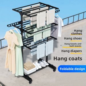 XIANXUNXUE | Foldable Wheeled Clothes Drying Rack Multilayer
