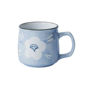 Retro Japanese Ceramic Artistic Desktop Milk Coffee Tea Cup with Handle Breakfast Cup Creative Vase Shape 250ml Adult Use