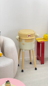 Creative cartoon trash can stylish and large capacity for home use in the living room with lid wheels and movable