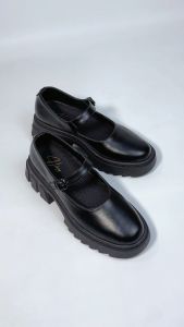 Sepatu Pantofel Wanita HOKZY TALIA - Sepatu Loafers Wanita Korean Style Shoes Kantoran Black