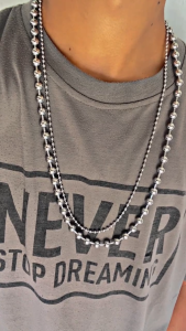 [BAYAR DI TEMPAT] Kalung Titanium Baja Bulir Lada 3mm | Anti Karat / Tidak Gatal (Pria & Wanita) / KALUNG RANTAI PRIA MODEL BOLA STAINLES STELL