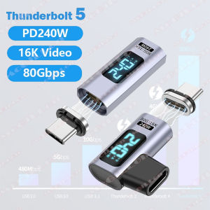 PD 240W Magnetic USB C Adapter Fast Charging Type C to USB C USB4 Connector 80Gbps 16K60Hz for Thunderbolt 5 4 iPhone 16 Macbook