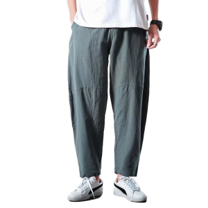 Quần Dài Nam Vải Lanh Cotton Mùa Hè Mỏng Cổ Điển Ống Rộng Quần Dài Thường Ngày Vải Lanh Rộng Rãi Thoải Mái Thoáng Khí