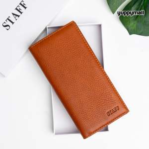 กระเป๋าสตางค์หนังแท้ รุ่นใบยาว หนังวัวแท้ ช่องใส่บัตรเยอะ พร้อมกล่อง