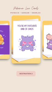 Gengar Pokemon Love Card Favourite Kind of Chaos Cute Romantic Card Gift for Partner Cute Sweet Card