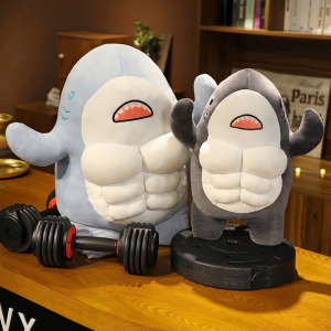 Bandai | Muscle Shark Plush Doll Cute Worked Out Shark Stuffed Cartoon Toys Strong Animal Pillow For Girl Boyfriend Gifts