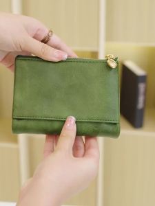 MIYIN | Ví Ngắn Nữ Tối Giản Dung Tích Lớn Ba Lớp Hai Khóa Kéo Đựng Thẻ Đựng Chứng Minh Thư Đựng Tiền Thời Trang Chất Liệu Da PU