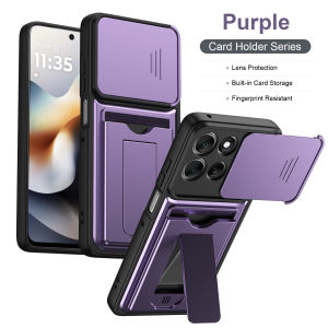 szhaiyu | Lens Camera Card Holder Slot Wallet Stand Phone Case for Motorola Edge 60 Pro 70 Fusion X70 AIR Moto Signature G86 G85 G56 Cover
