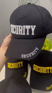 Nón kết đen thêu chữ nổi 3d SECURITY 2 vị trí màu vàng trắng đẹp chất lượng | Hình thật hàng sẵn nhiều