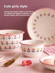 LOTUS BLUE | Blue Lotus Nordic Style Cute Heart Ceramic Rice Bowl