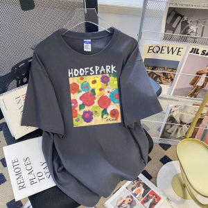 American Retro Western Style Fashion Short Sleeve T-shirt Womens Summer Loose Oversize round Neck Retro Half Sleeve Top Clothes