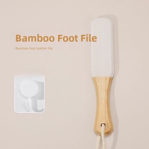 Brainbow Bamboo Handle Foot Skin Exfoliator Pedicure Tool for Dead Skin Removal And Callus Grinding Foot Massager Board