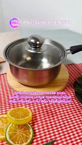 ( BISA COD ) PROMO Panci Susu Tutup Kaca / Milk Pot / Panci Serbaguna / Panci Saus / Panci Mie Stainless Steel