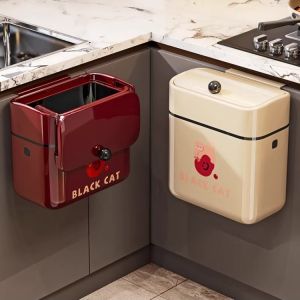 ถังขยะครัวขนาดใหญ่แบบแขวน ความจุขนาดใหญ่พร้อมฝาปิด ดีไซน์สวยงาม ไม่ต้องงอศีรษะ ระดับไฮเอนด์ สำหรับใช้ในบ้าน