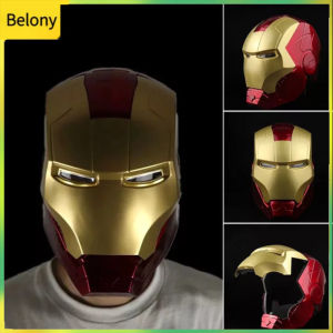 Man หมวกกันน็อกเต็มรูปแบบ LED หมวกไอรอนแมนเตารีดอิเล็กทรอนิกส์ Iron Man ผ้าคลุมหน้าฮาโลวีน คอสเพลย์สำหรับเด็ก