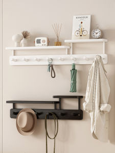 Modern Minimalist Entrance Wall Mounted Clothes Rack Key Bag Storage Holder Bamboo Material Multi-Function Home Furniture