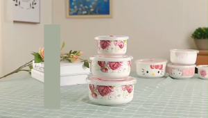 GOLIFE Ceramic Storage Bowl Set Freshness Preservation Sealed Bowl 3PCS Ceramic Food Storage Bowl With Lid