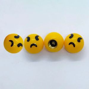 4Pcs/Set Aluminum Tire Valve Stem Caps Cute Smiley Ball Universal Fit Car Accessories for Cars Trucks Motorcycles Car Wheel
