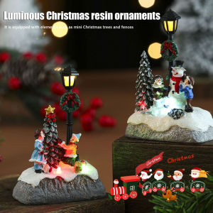[Chinatera Flagship Store]1Pc Christmas Village Houses Christmas Table Ornaments with Light Xmas Village Ornament for Indoor Fireplace and Shelf