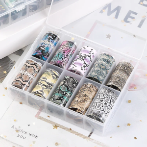 10Pcs Nail Foil Sticker Snake Leopard Pattern Animal Print Nail Art Transfer Decals Tips Decoration