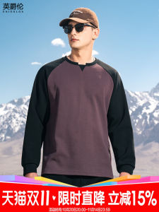 Enjeolon American Style Color Block Shoulder Sweatshirt Mens Loose Fit V-Neck Design Autumn Winter New Style Youth Fashion