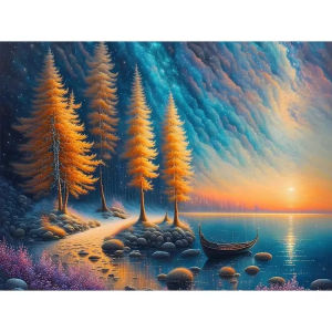 Jigsaw Puzzle 500 1000 1200 2000pcs Dreamlike Fantasy Landscape With Glowing Colors For Adults Relaxing Hobby Present