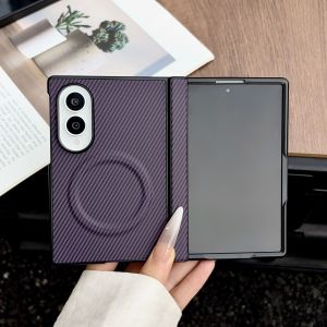 Skin Feel Carbon Fiber Leather Case for Samsung Galaxy Z Fold 8 Ultra 7 6 5 4 Magnetic Wireless Charging Hinge Protection Cover