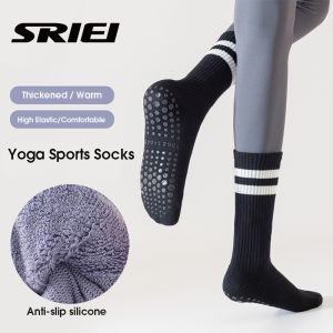SRIEI 1Pair Yoga Socks Sports Socks with Grips for Women Home House Floor Barre Non-slip Socks Dance Pilates Fitness Cotton Stocking
