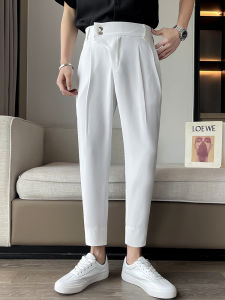 High Quality Spring Summer Autumn Harem Mens Ninth Pants Trendy Drape Suit Pants Silm Skinny Jeans Men Casual Suit Pants