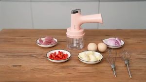 SyokSyok 2in1 Wireless Egg Beater Hand Mixer Garlic Chopper Processor Blender Meat Grinder Baking Food
