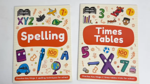 2 Educational Workbooks Set To Learn About Times Tables & Spelling for Kids Ages 7+