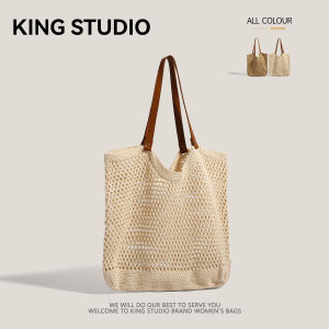 Large Capacity Handwoven Straw Bag Womens Summer Vacation Beach Commuting Shoulder Bag Trendy Tot Bag Korean Style Pure Color