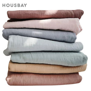 Housbay | Bamboo Blanket 120*120Cm Muslin Cotton Baby Blanket 2 Layers Gauze Newborn Swaddle Wrap Kids Bath Towel Outing Stroller Cover