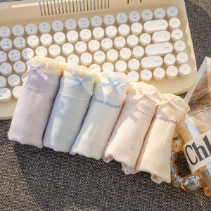 Antibacterial Pure Cotton Triangle Panties 5-Pack for Girls Mid-Waist Comfortable Breathable Youthful Design Sweet Aesthetic