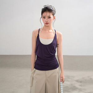 BAIDAIFEI | Strapless Sleeveless Purple Summer Vest Top 2 Pieces