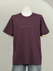 Mens Fashionable Loose Fit Short Sleeve T-Shirt round Neck Casual Versatile Letter Print Summer 2025 Style Breathable Cotton Polyester Blend