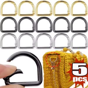 5 cái D hình dạng loại vòng tròn bấm nút có thể mở ra túi Túi xách da Dây đeo khóa kết nối Mặt Dây Chuyền Vòng cổ cho chó móc cài đóng tách Clip Carabiner