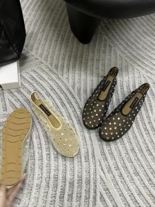 Tian Qi 2025รองเท้าผู้หญิงตาข่ายเพชรเต็มตัวใหม่ระบายอากาศได้สไตล์ฝรั่งเศสข้อต่ำรองเท้าเดี่ยวแบนรองเท้านิ้วเท้ากลมรองเท้าบัลเล่ต์ไม่มีส้นผู้หญิง