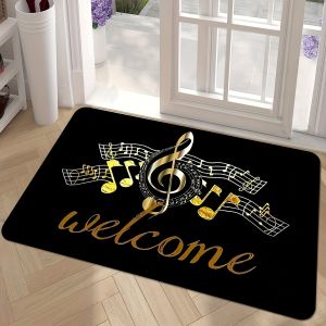 Fun Musical Notes Welcome Mat With Personalized Pattern Design It Is Suitable For Front Door  Kitchen Decor It Is An Ideal Gift