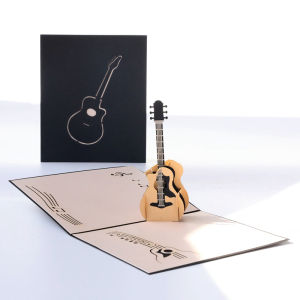 3D Birthday Greeting Card Music Creative Paper Sculpture High End DIY Guitar for Male Friends Small Card Festive Supplies