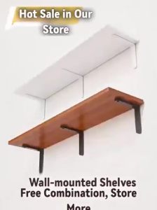 Wall shelf wall-mounted wooden board holder suspended one-word board wall partition wall shelf wall bookshelf