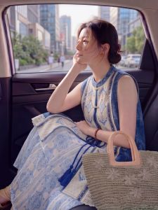 PAIBOLI | Elegant Mature Summer Chinese Style Dress & Trousers Set