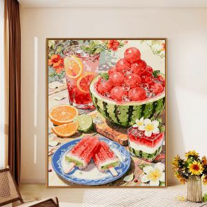KAYOU | Acrylic Paint By Numbers Summer Oranges FruitsPainting By Numbers on Canvas Coloring By Number for Adults Paint Digital Art