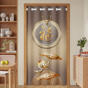 Fancy New Chinese Fabric Door Curtain and Partition Curtain Kitchen Smoke-Proof Curtain Bedroom Room Entrance Covering Curtain