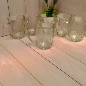 Bộ 4 Ly Thuỷ Tinh Hình Trái Banh 400ml Có Quai Ly Uống Bia Có Quai Dày Bên Đẹp