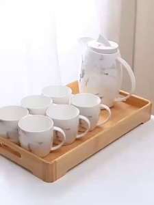 Bamboo Rectangular Serving Tray Handmade Cutlery Serving Teapot Saucer Food Tray Tableware Tray Tea Set Tray Fruit Plate