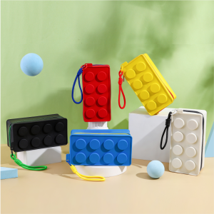Creative Building Block Shaped Handbag Pen Storage Bag with Rope Portable Stationery Organizer Pencil Case Sundries Organizer