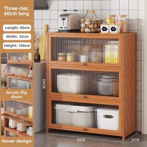 Multifunctional Flap-covered Multi-layer Kitchen Storage Rack